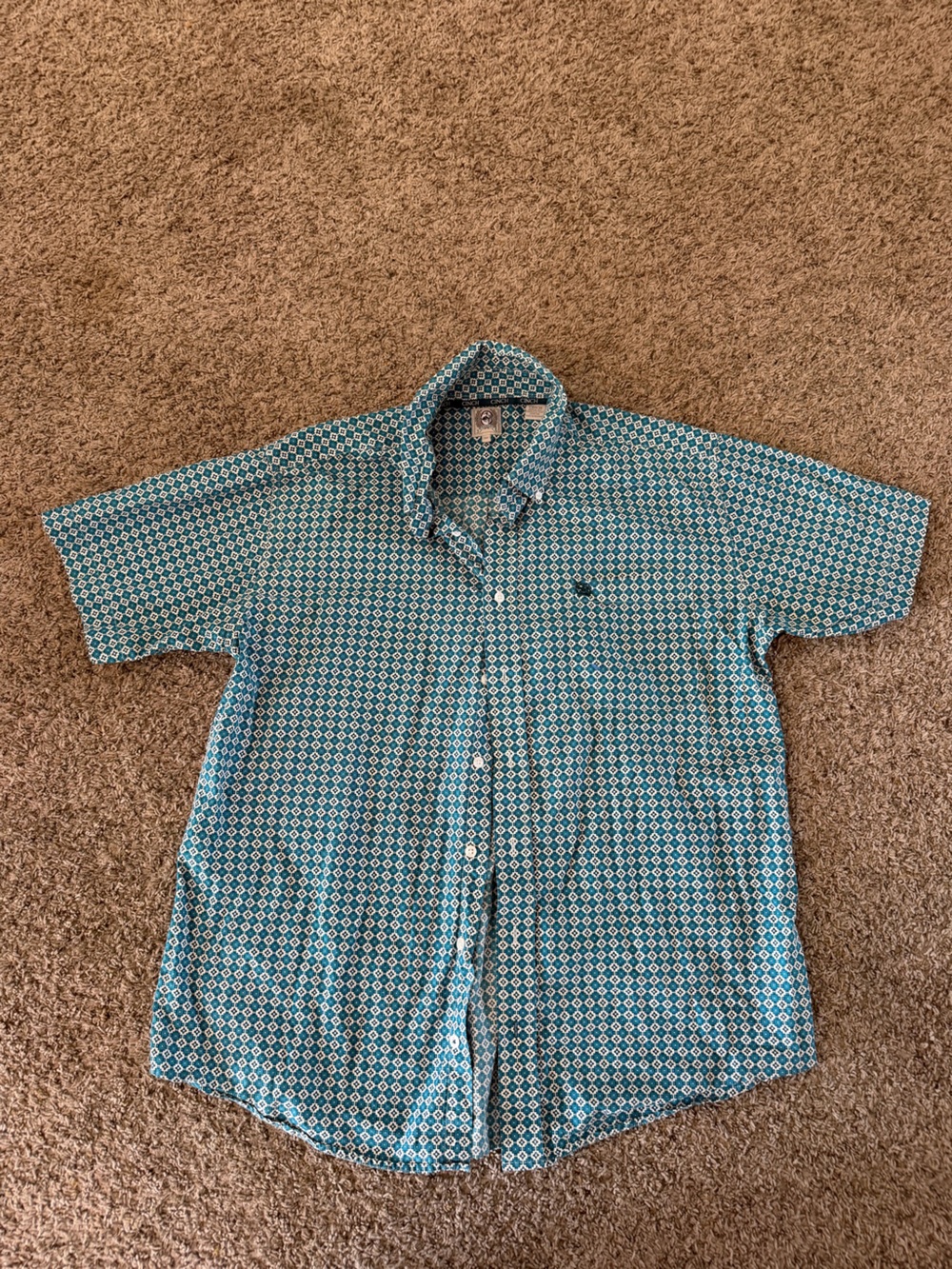 Cinch Men's Teal Geometric Button-Down Shirt